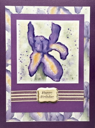 PURPLE IRIS: 7x7 4 Sheet Mini Kit With Decoupage, Insert, 10 Sentiment Tags, Bonus Gift Tag, Background Paper & Commercial Use by Elena Pavlova