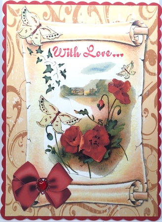 Old Scroll, with Red Poppies & Butterflies by Elena Pavlova