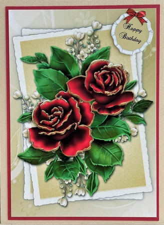 Lovely Red Roses - Birthday/Thank You Topper by Elena Pavlova