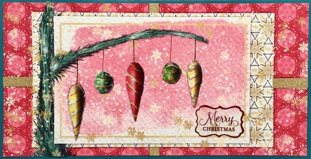 CHRISTMAS ORNAMENTS: Large Card Front, With Decoupage, 7 Sentiment Tags and Commercial Use by Elena Pavlova