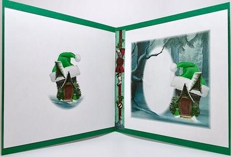 Yule Tide Magic - Christmas Hat House 7 -  3D Decoupage + Insert & Tag by Elena Pavlova