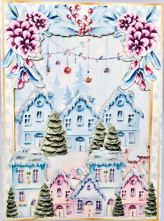 BOX CARD WITH STAND - Christmas Town by Elena Pavlova