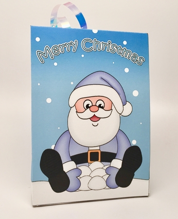 3D Christmas Gift Bag Mini Kit - Santa is having a Snowball Fight by Elena Pavlova