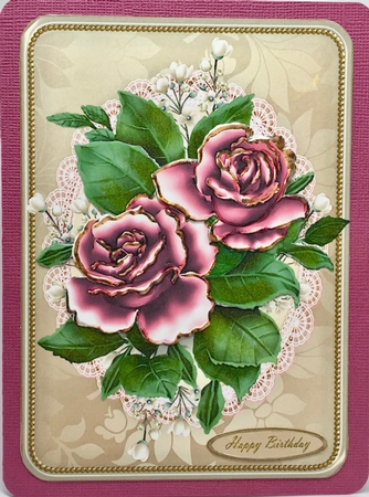 Lovely Pink Roses On Vintage Lace Doily by Elena Pavlova