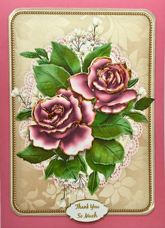 Lovely Pink Roses On Vintage Lace Doily by Elena Pavlova