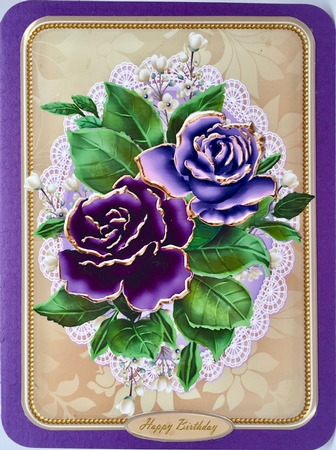 Lovely Purple And Lilac Roses On Vintage Lace Doily by Elena Pavlova