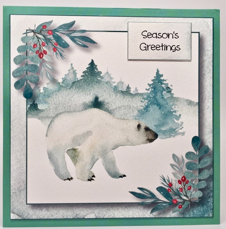 Watercolour Winter Wishes - Polar Bear 8x8 by Elena Pavlova