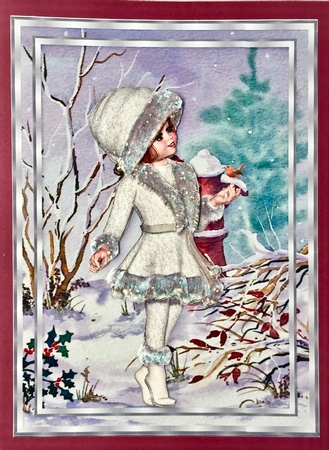 Girl and Robin in the Garden in the Snow by Elena Pavlova