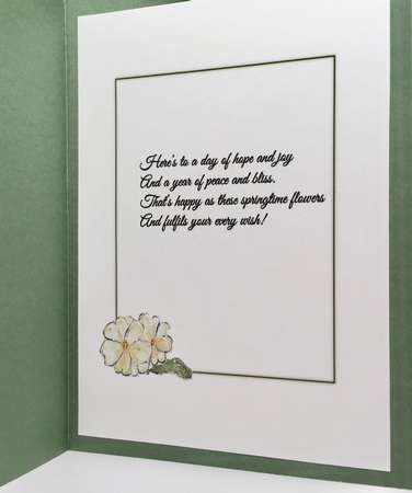 3 PRIMROSE FLORAL INSERTS: For Birthdays/Other Occasions, 1 Blank, 2 With Verse. by Elena Pavlova