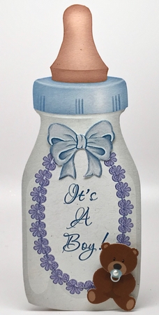 Mini Baby Bottle - Folded Cards - Green and Blue by Elena Pavlova