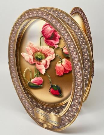 Concertina Fold Oval Card - Poppies by Elena Pavlova