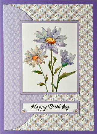 Watercolor Daisies Birthday Topper (Purple) by Elena Pavlova