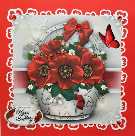 Silk Cream Basket with Red Poppies Mini Kit by Elena Pavlova