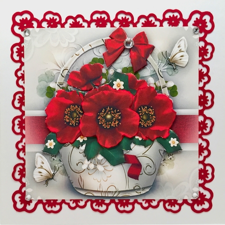 Silk Cream Basket with Red Poppies Mini Kit by Elena Pavlova