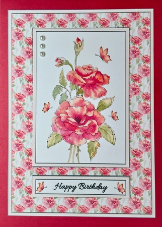 Lovely Wild Roses/Butterflies Birthday Topper by Elena Pavlova