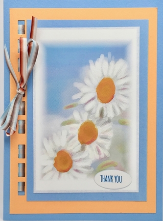 DAISY: Floral 4 x6 Card Front With 4 Layers of Decoupage &Commercial Use by Elena Pavlova