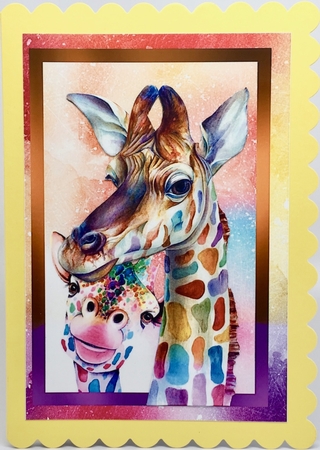 Giraffe Love Quick Card by Elena Pavlova
