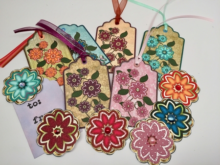 7 Tags & Embellishments With Flowers by Elena Pavlova