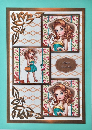 Cherie Cherry Three Square Quick Card by Elena Pavlova