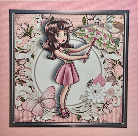 Lovely Umbrella Three Square Quick Card by Elena Pavlova