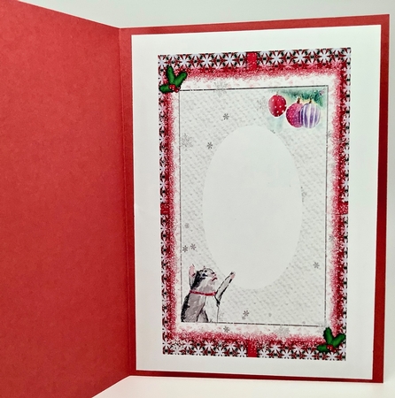 CHRISTMAS CAT & BAUBLES INSERTS: 1 Blank, 2 With Fun Verses/Sentiments by Elena Pavlova