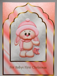 Scalloped Edged Babys 1st Christmas (girl) Card Front by Elena Pavlova