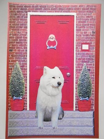 Samoyed with a Red Door by Elena Pavlova