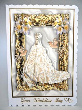 Beautiful Cream Evening Dress in Gold Frame Gatefold by Elena Pavlova