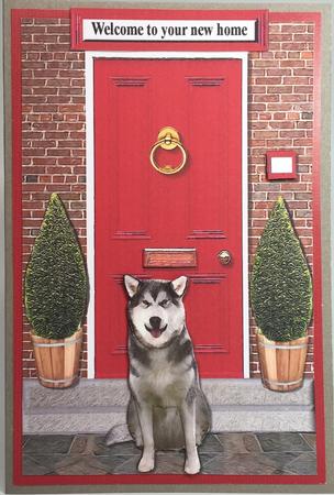 Alaskan Malamute with a Red Door by Elena Pavlova