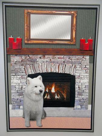 Samoyed Fire Place Scene by Elena Pavlova