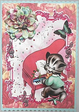 Cute Cat Playing the Piano by Elena Pavlova