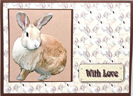 Beige Bunny 3D Decoupage with Background by Elena Pavlova