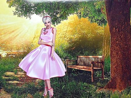 6 Summer Ladies in Pink Poser Tubes by Elena Pavlova