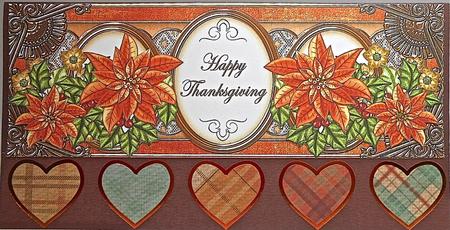 Borange Poinsettia Happy Thanksgiving Large Dl Topper by Elena Pavlova