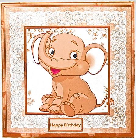 Baby Elephant Card with Decoupage by Elena Pavlova