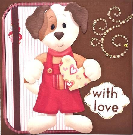Puppy with a Big Heart Over the Edge Card by Elena Pavlova