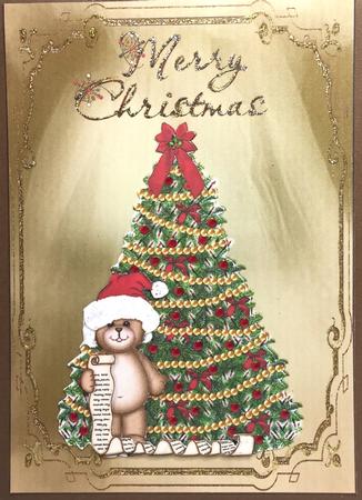 Christmas Teddy Card Front by Elena Pavlova