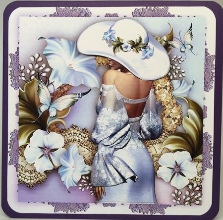 Beautiful Lady in Silky White Dress with Butterflies by Elena Pavlova