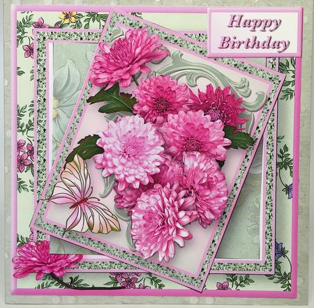 Pink Chrysanthemums Multi-layer Card Mini Kit by Elena Pavlova