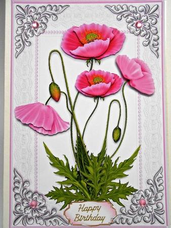 Pink Poppies Card Topper with Decoupage by Elena Pavlova
