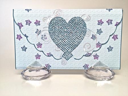 Teal Heart on Teal Gift Money Wallet by Elena Pavlova