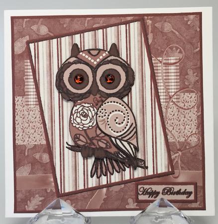 Pink Owl Card with Topper and Decoupage by Elena Pavlova