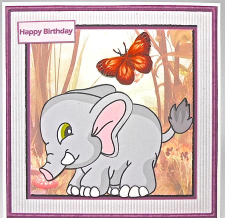 Nell the Elephant Card with Decoupage by Elena Pavlova