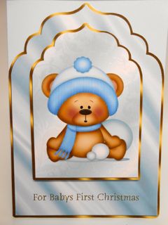 Scalloped Edged Babys 1st Christmas (boy) Card Front by Elena Pavlova