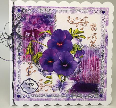 Stunning Pansy 8x8 Topper by Elena Pavlova