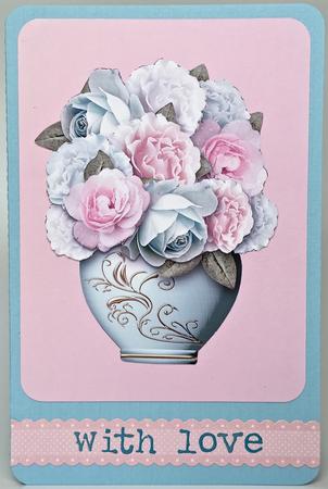 Vase of Pink and Aqua Flowers Card Mini Kit by Elena Pavlova