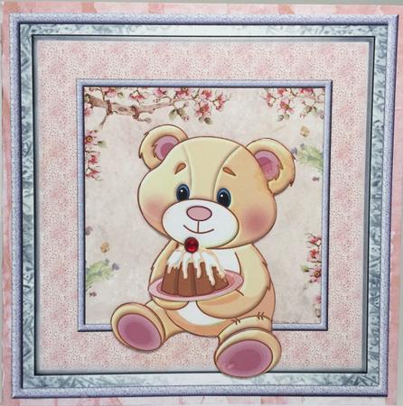 Birthday Cake Teddy Bear Card and Decoupage by Elena Pavlova