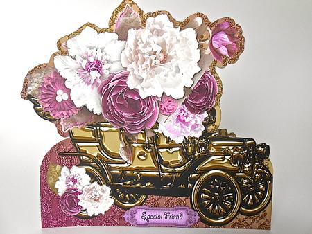 Vintage Car with Purple Flowers Card Mini Kit by Elena Pavlova
