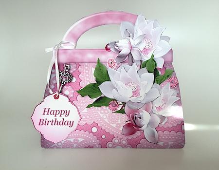 White Flowers Handbag Card Mini Kit by Elena Pavlova