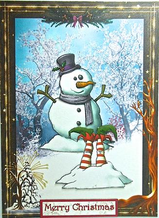It Wasn't Me! Funny Snowman & Elf Decoupage by Elena Pavlova